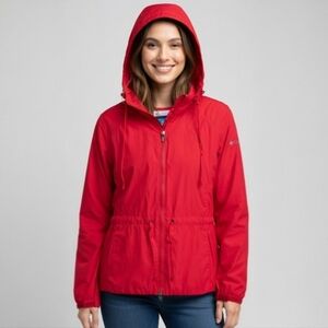 Columbia Jacket Hooded Zip Up Utility Water Resistant Women's Red Size Medium